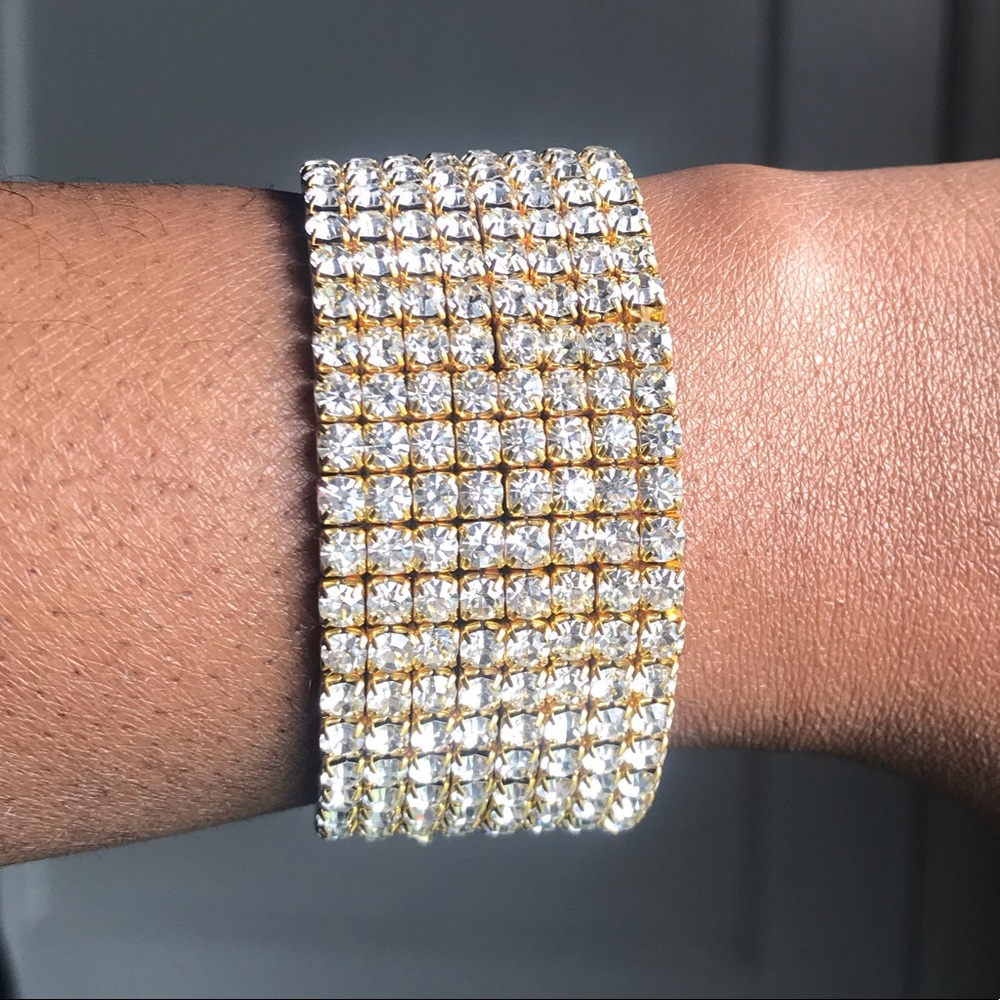 Not Your Average Gold Alloy Rhinestone Cuff 1 1/8” - Picture 7 of 8